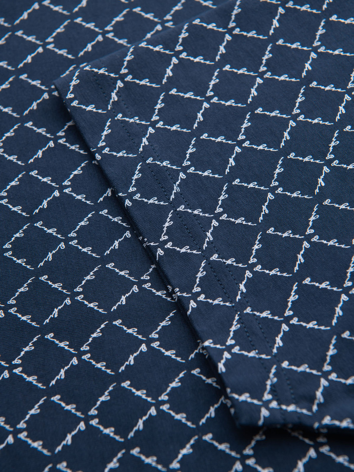 Men's full print knit shirt - navy blue V1 OM-TSFP-0250