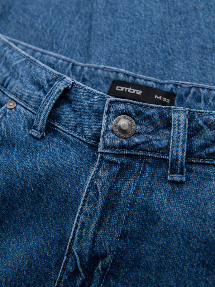 Marmurkowe spodnie męskie jeansowe CARROT FIT – ciemnoniebieskie V2 OM-PADP-0225