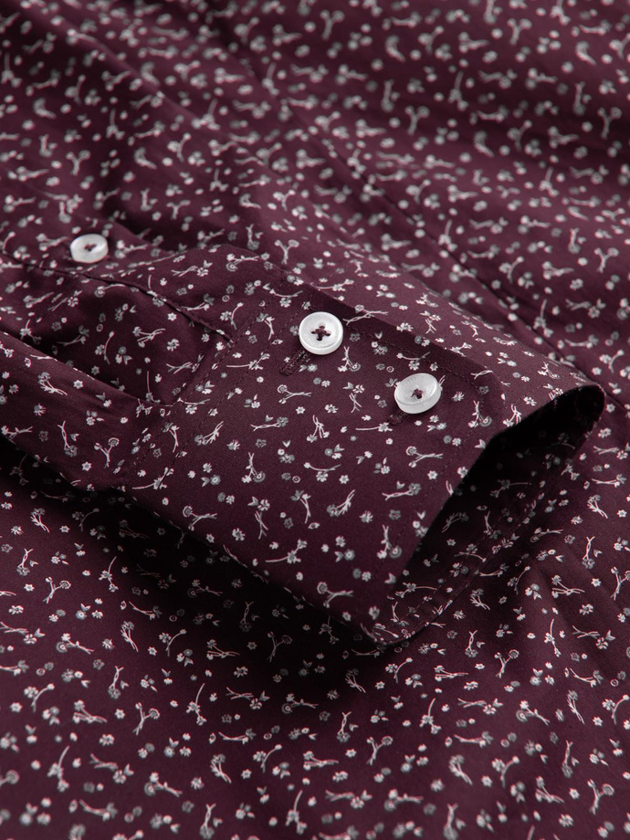 Men's cotton patterned SLIM FIT shirt - maroon V5 OM-SHCS-0151