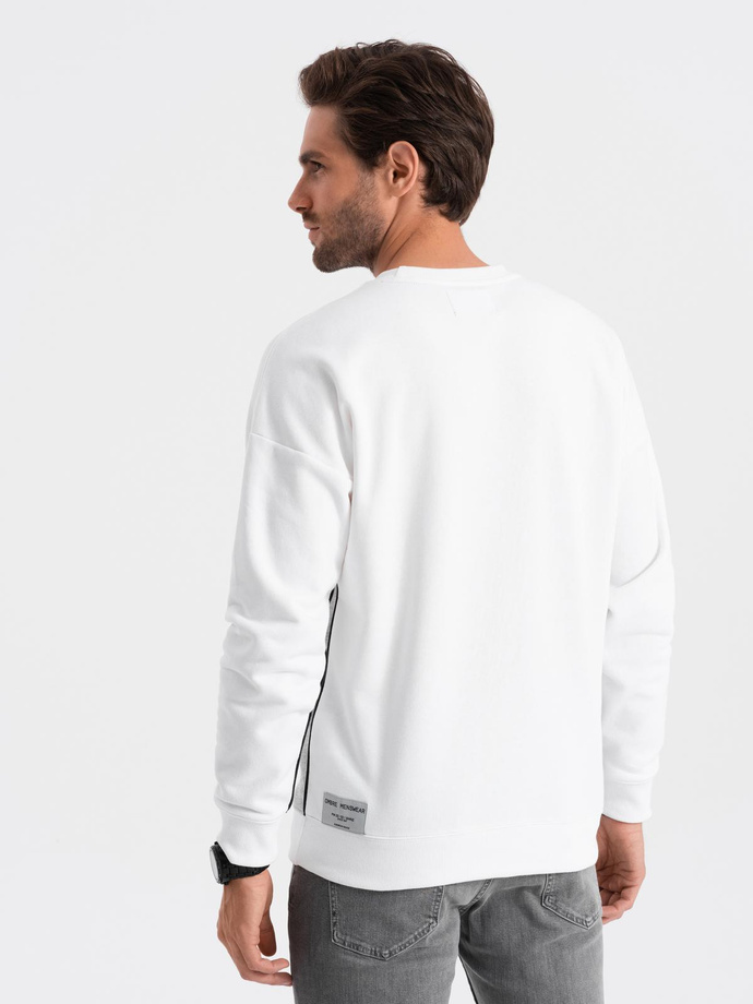 Men's OVERSIZE sweatshirt with contrasting color combination - white and gray V1 B1673