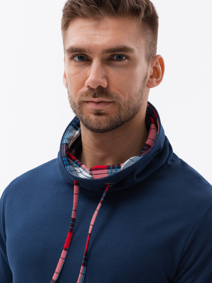 Men's sweatshirt with a stand-up collar - navy B1015