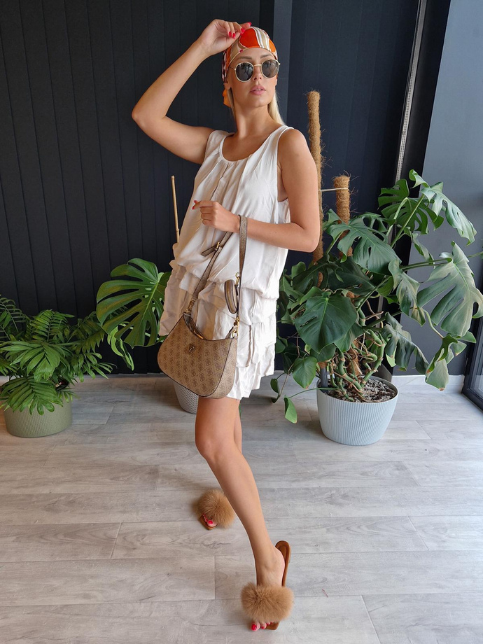 Bombshell dress with frills - DLR111 beige