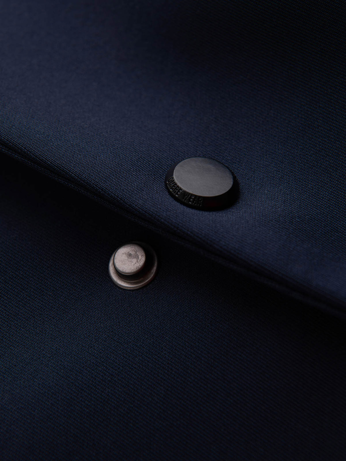 Men's blazer with detachable underlining and hood - navy blue V2 OM-BLZB-0126