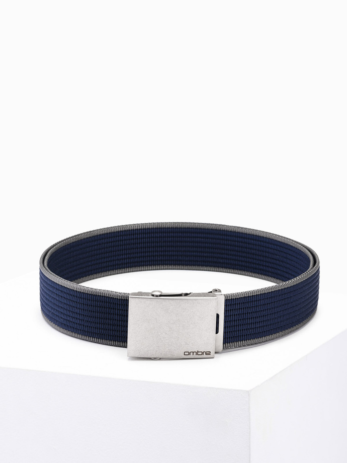 Men's two-tone parchment belt - navy blue A364 