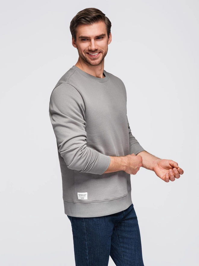 BASIC men's sweatshirt with round neckline - grey V8 OM-SSBN-0175