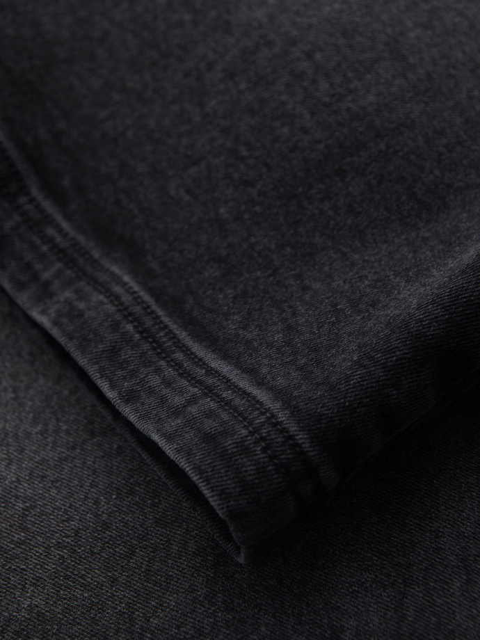 Męskie szorty z gumką w pasie i  efektem sprania – czarne V4 OM-SRDS-0192