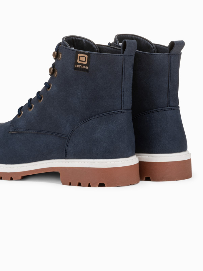 Buty męskie zimowe trapery - granatowe V3 T314