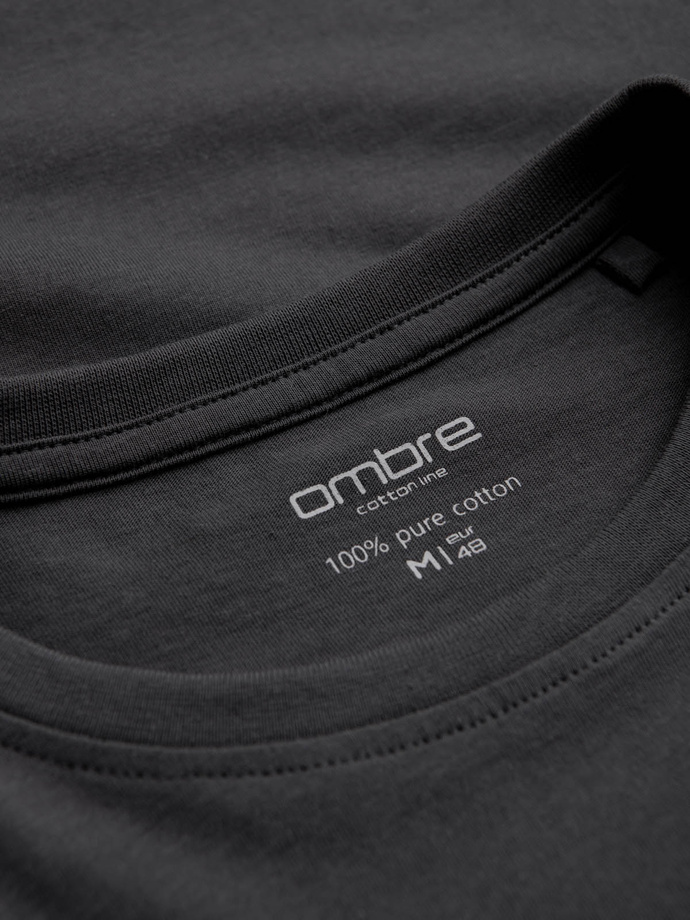 Męski longsleeve BASIC z okrągłym dekoltem - grafitowy V6 OM-LSBL-0106