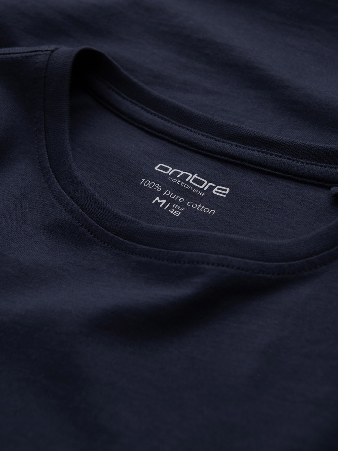 Longsleeve męski BASIC z okrągłym dekoltem - granatowy V2 OM-LSBL-0106