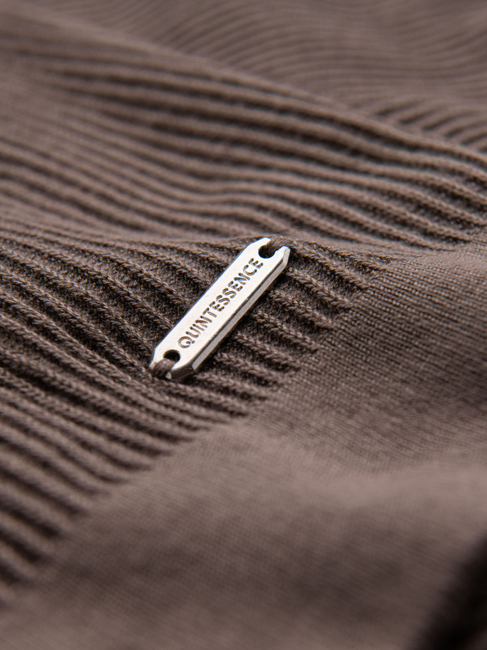 T-shirt męski dzianinowy z guzikami przy dekolcie – popielaty V4 OM-TSCT-0254