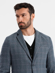Men's jacquard blazer in delicate check - graphite V1 OM-BLZB-0119