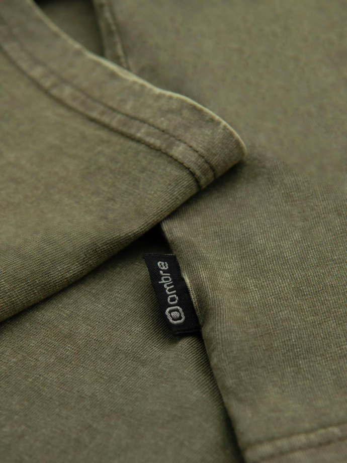 Men's t-shirt with wash effect - olive V4 OM-TSWT-0116