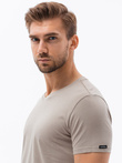 Classic BASIC men's T-shirt with a serape neckline - beige V21 S1369