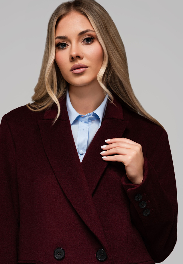 Women's long wool coat LARICA OW-COLC-0100 v3 - maroon