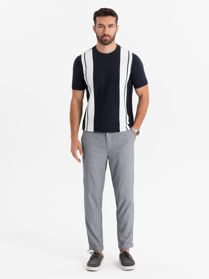 Spodnie męskie chino REGULAR FIT z gumką w pasie – szare V2 OM-PACP-0157