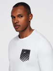 Longsleeve męski z printem w kształcie kieszonki - biały V1 OM-LSPT-0118