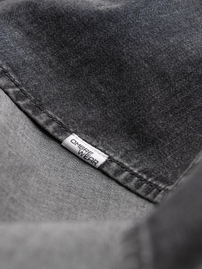 Men's denim snap shirt with pockets - black V3 OM-SHDS-0115