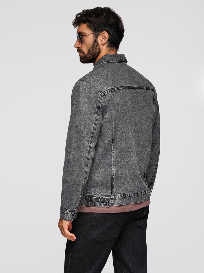 Men's denim katana jacket with washem - graphite V5 OM-JADJ-0219