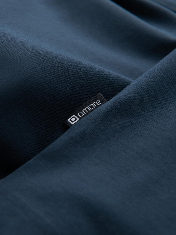Koszulka męska SLIM FIT z okrągłym dekoltem i logotypem – granatowa V2 OM-TSCT-0220