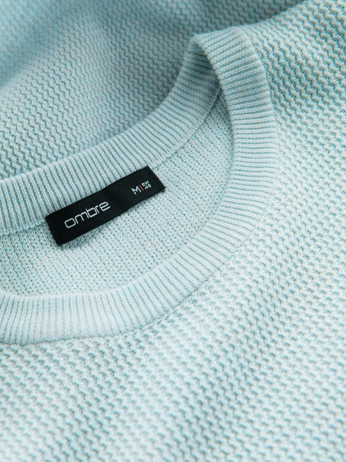 Men's mélange structured knit sweater - mint V1 OM-SWSW-0142