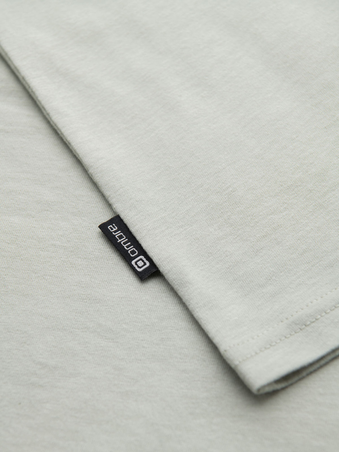 Casual men's t-shirt with pocket patch - light grey V2 OM-TSCT-0109