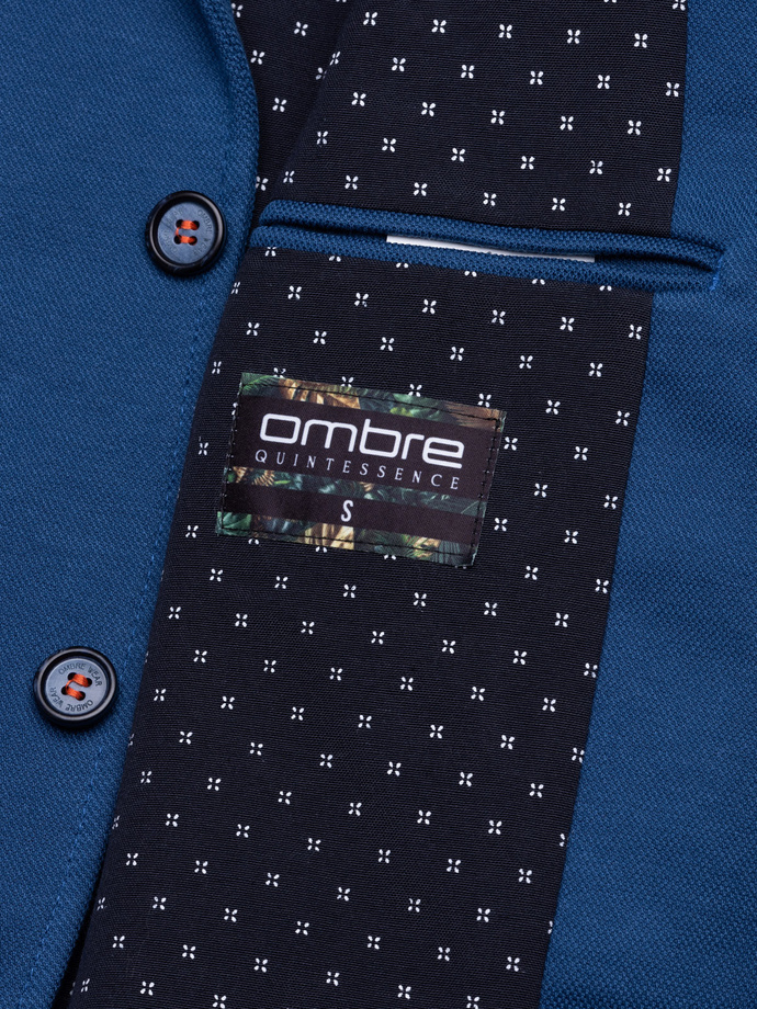 Marynarka męska casual z kontrastowymi elementami - niebieska V4 M80