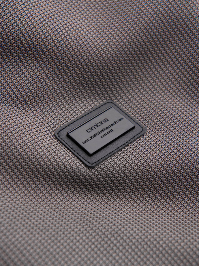 Kurtka męska z wysokim kołnierzem i polarowym wnętrzem – popielata V2 OM-JANP-0154