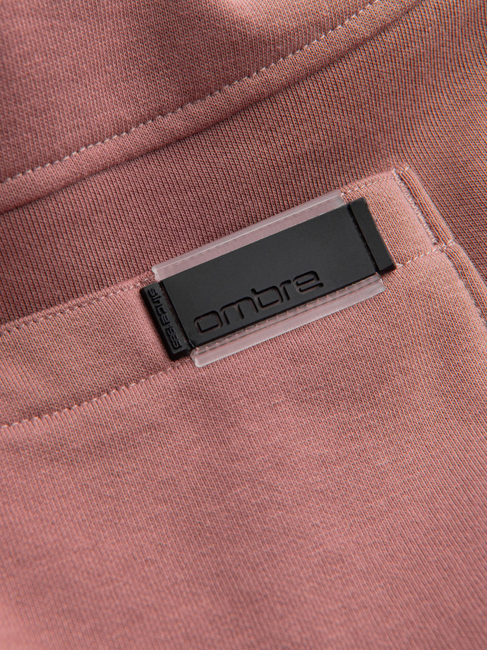 Men's BASIC cotton jogger sweatpants - dark pink V4 OM-PABS-0174