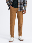 Men's denim pants without rubbing SLIM FIT - camel V10 OM-PADP-0148