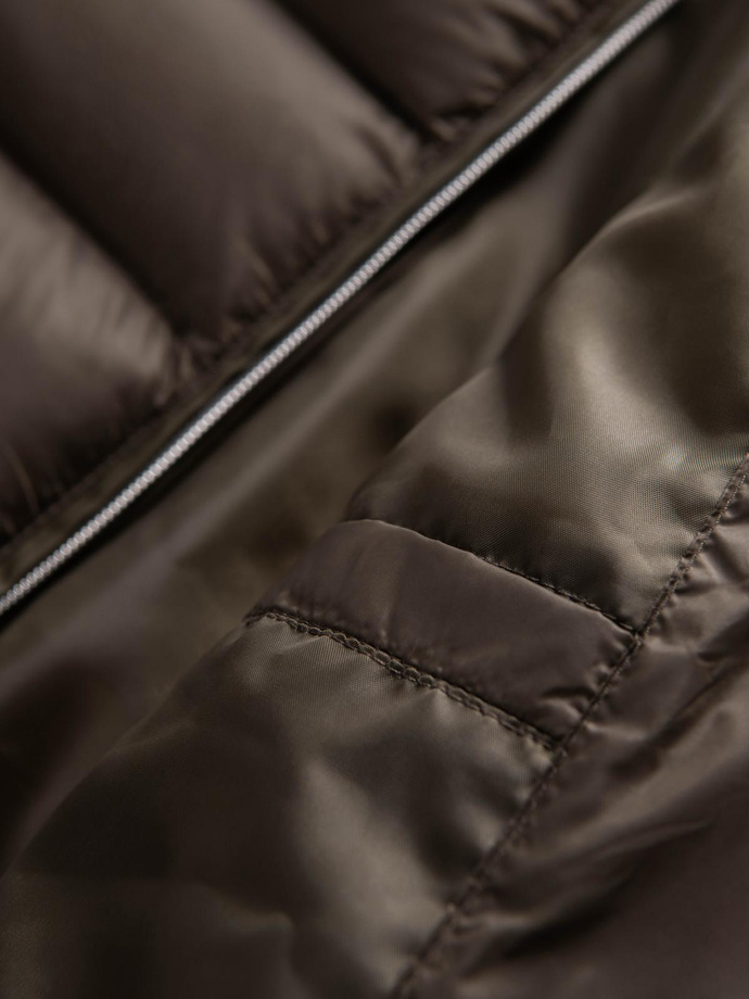 Klasyczna pikowana kurtka męska ze stójką – oliwkowa V3 OM-JALP-0261