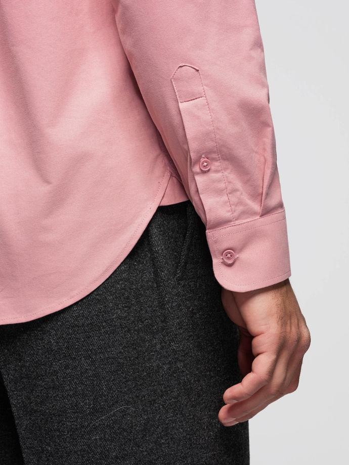 Men's REGULAR FIT cotton shirt with pocket - pink V3 OM-SHOS-0153
