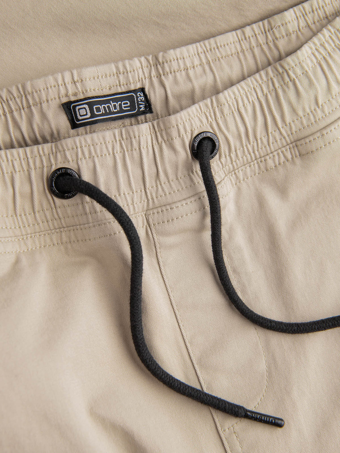 Men's fabric pants JOGGERS - beige V10 P885