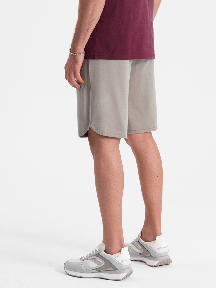 Men's sweat shorts with rounded leg - dark beige V3 OM-SRSK-0105