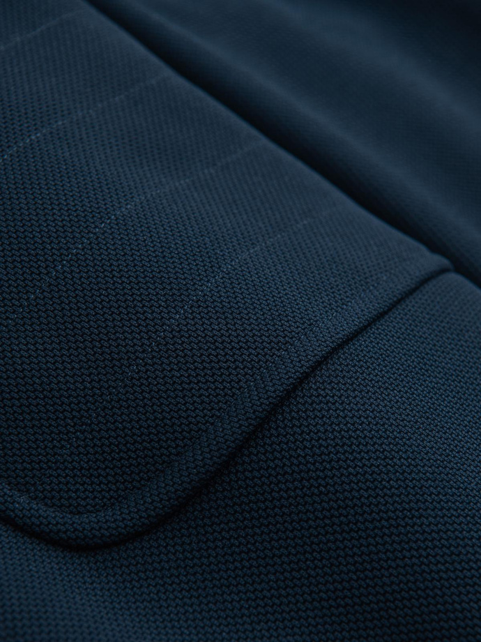 Męska kurtka typu biker ze stójką i kieszeniami – granatowa V1 OM-JALP-0157