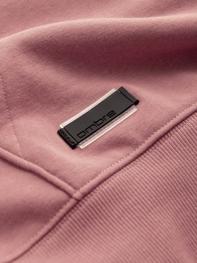 Bluza dresowa męska kangurka z kapturem BASIC – ciemnoróżowa V4 OM-SSBN-0161