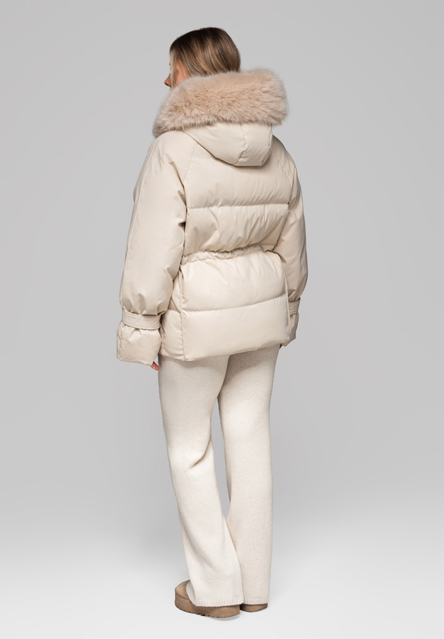 Women's insulated jacket with fur OW-JAHP-0105 v2 - beige