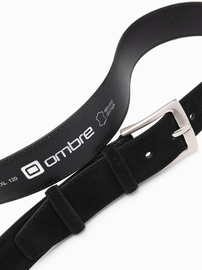One-color men's natural suede belt - black V1 OU-ACBE-0112