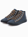 Men's sneakers shoes with contrasting elements - navy blue V2 OM-FOTH-0140