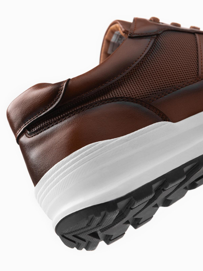 Men's eco leather sports shoes sneakers - brown V1 OM-FOSL-0181