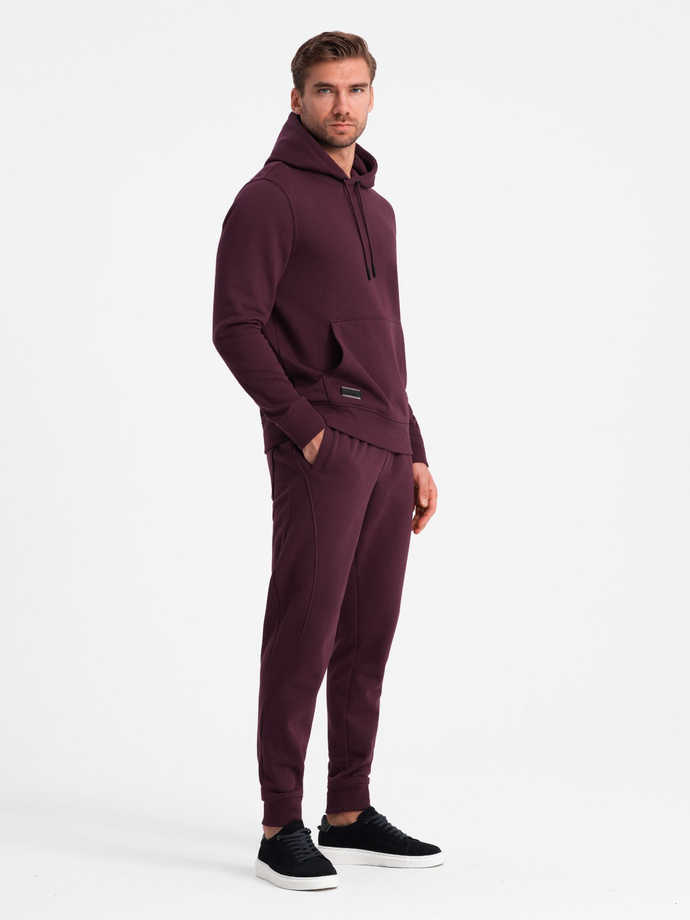 Men's BASIC tracksuit set kangaroo sweatshirt + joggers - maroon V3 Z85