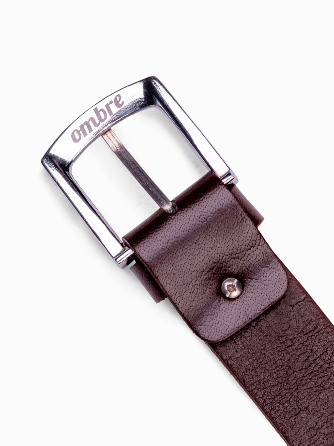 Zestaw męskich akcesoriów skórzanych pasek breloczek bransoletka - brązowy V2 A852