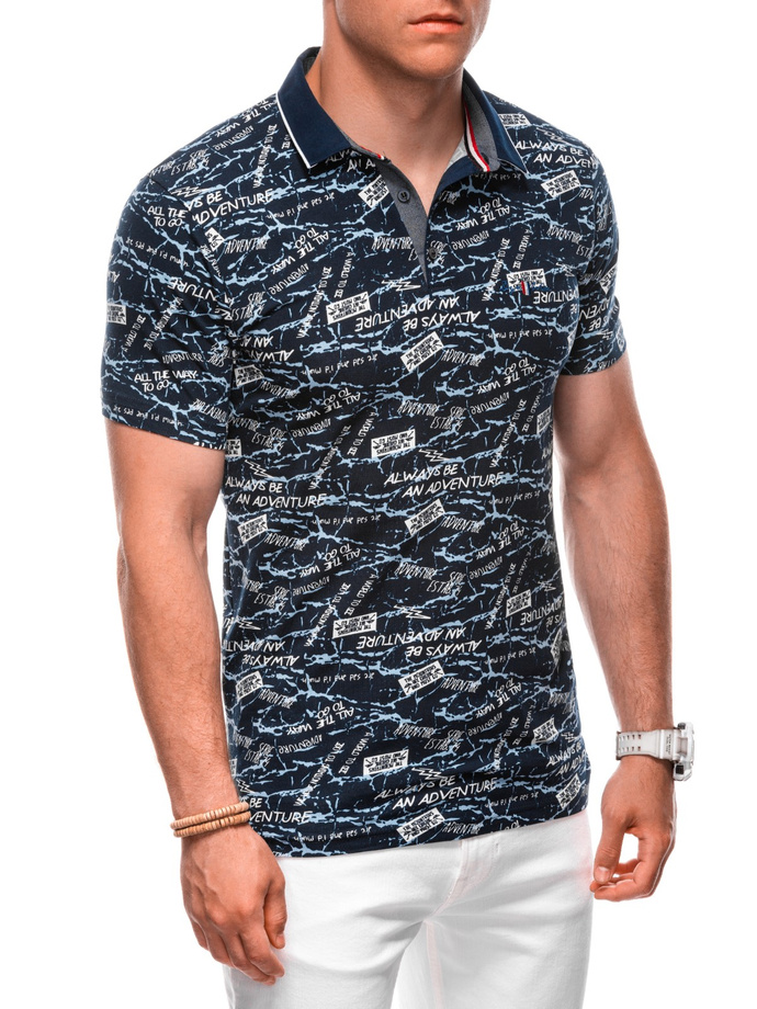 Printed Men's Polo Shirt S1998 - navy