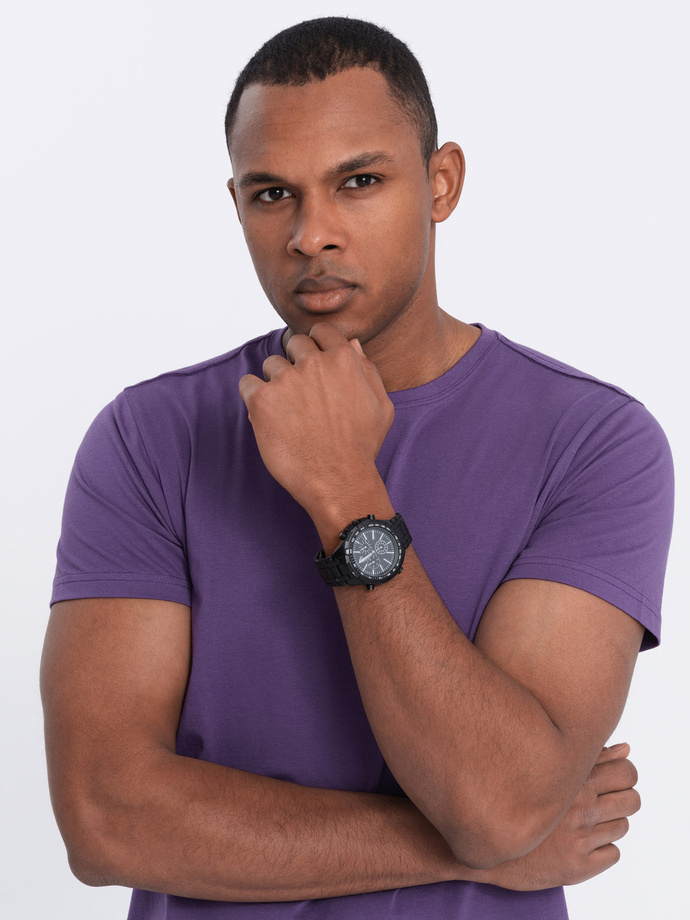 Men's classic cotton BASIC T-shirt - purple V13 OM-TSBS-0146