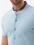 Men's knit shirt with short sleeves and collared collar - blue V3 OM-SHSS-0101