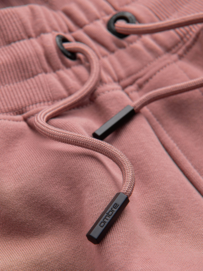 Men's BASIC cotton jogger sweatpants - dark pink V4 OM-PABS-0174