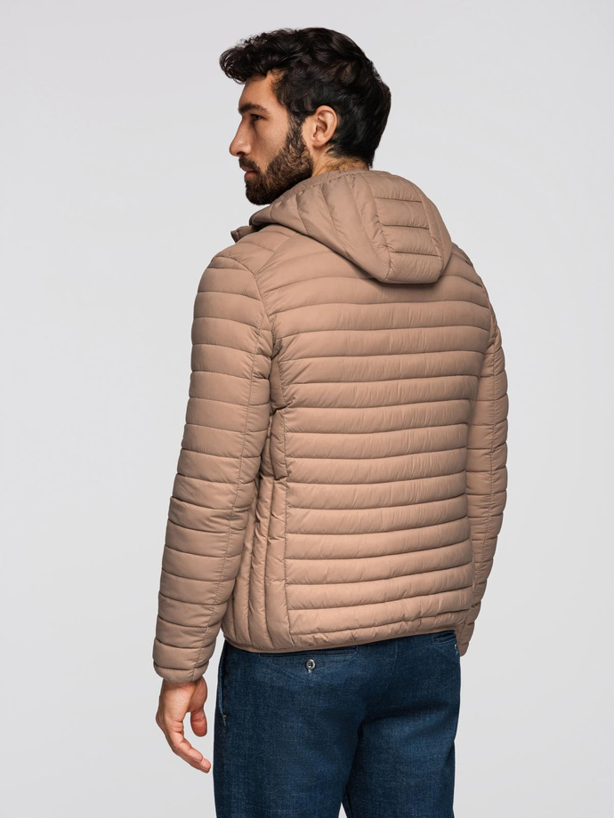 Men's satin-finish bomber jacket with contrasting ribbed cuffs - black V1 OM-JALP-22FW-007