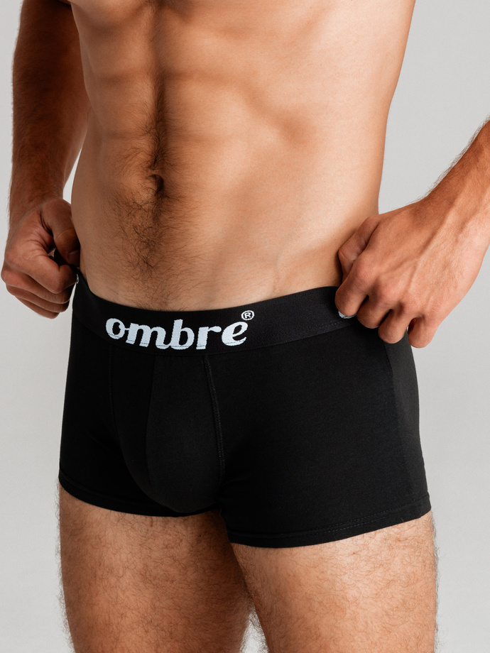 Men's cotton boxer shorts with contrasting elastic - 7-pack black V1 OM-UNBO-0100