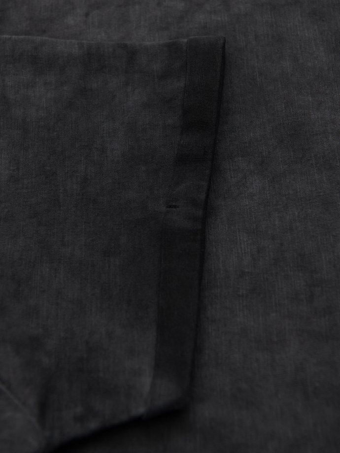 Męski bawełniany t-shirt V-neck z dzianiny z efektem sprania - czarny V6 OM-TSWT-0242