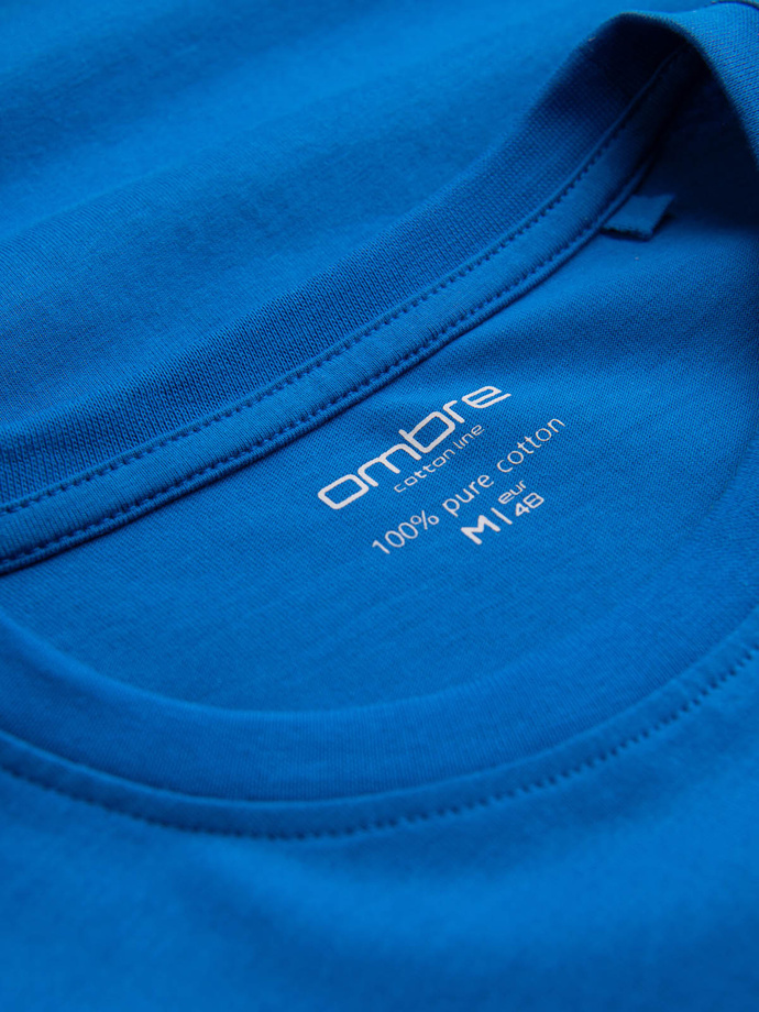 Męski longsleeve BASIC z okrągłym dekoltem - niebieski V9 OM-LSBL-0106