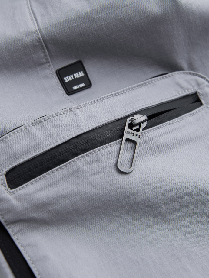Men's JOGGER pants with stand-off and zippered cargo pockets - light grey V8 OM-PAJO-0135
